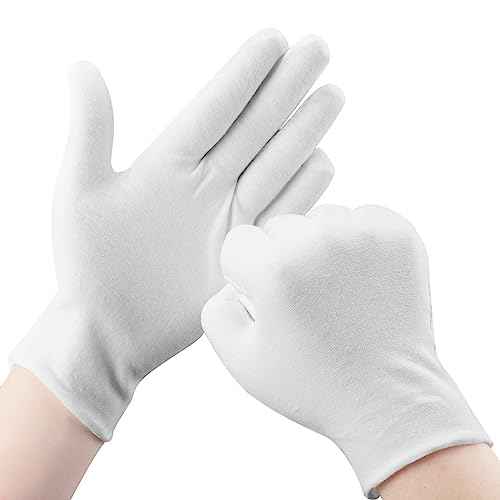 30 Pcs White Cotton Gloves for Dry Hands Moisturizing Eczema Overnight, Men and Women Stretchable Cloth White Gloves for Coin Jewelry Silver Inspection Halloween