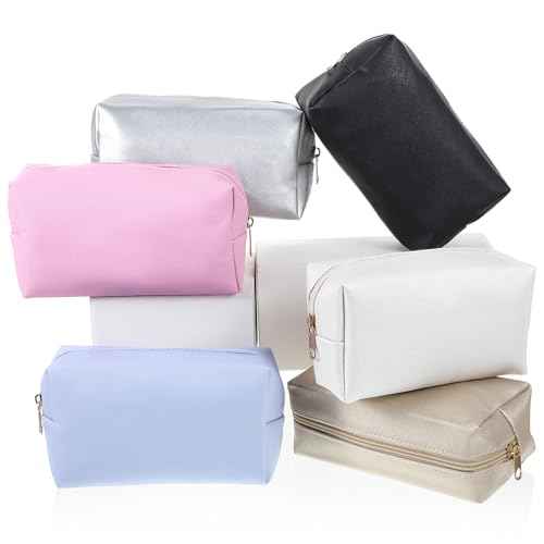 12 Pcs Aesthetics Makeup Bag PU Leather Cosmetic Bag Makeup Pouch Bulk Plain Cosmetic Pouch Waterproof Toiletry Bag for Christmas Party Gift Travel Cosmetic Organizer for Women