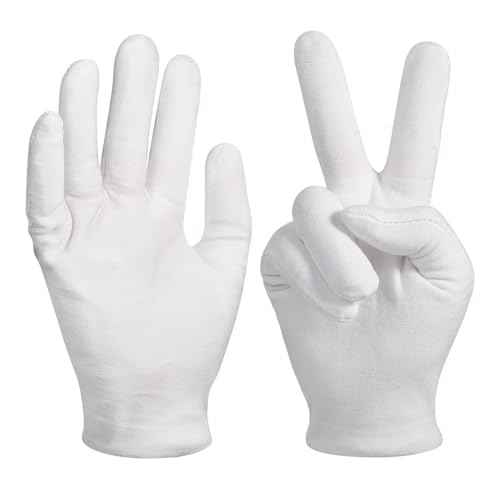 TsMADDTs Cotton Gloves, 5 Pairs White Cotton Moisturizing Gloves Overnight for Dry Hands Sleeping for Women and Men