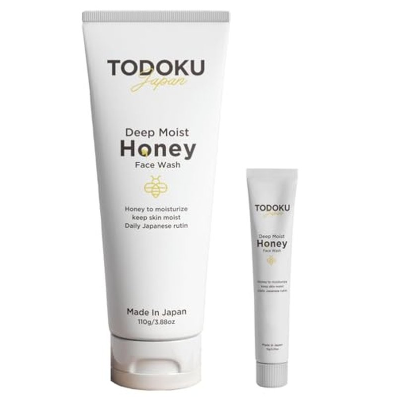Deep Moist Honey Face Wash - 110g + 10g Travel Size & Rich Bubble Face Wash Whip Maker Soap Net (1, Black)