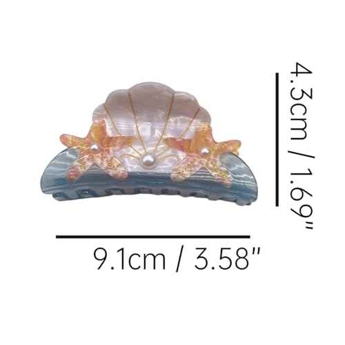 Starfish and Shell Hair Clip,Acetate Hair Claw,Small Hair Clips for Women