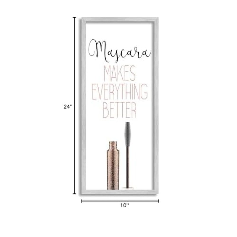 Stupell Industries Mascara Fashion Designer Modern Pink Word, Design by Kimberly Allen Gray Framed Wall Art, 10 x 24
