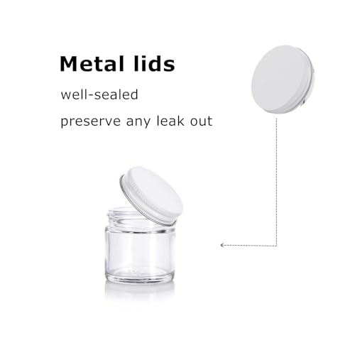 30 Pack 2oz Glass Jars with Lids, BPA-Free Round Clear Glass Containers for Spices, Crafts, Ointments, Leakproof Food Storage Mason Canning Jars for Cosmetics Jello, Balm, Wedding Favor