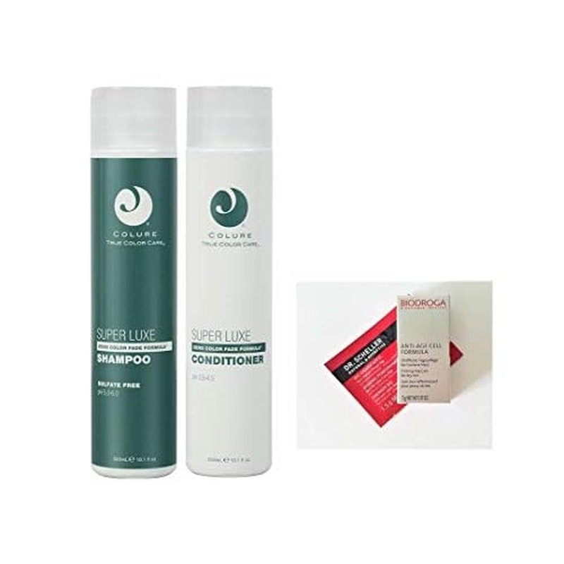 Colure True Color Care Super Luxe Shampoo & Conditioner Duo 10.1 oz Each + 2 Samples. Vegan, Cruelty Free, Organic. Free of Sulfates, Parabens, Dyes, Petrolatum, Wheat & Soy.