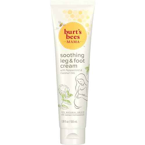 Burt's Bees Mama Bee Leg and Foot Cream, Soothing Formula with Peppermint and Coconut Oil, Fragrance Free, 99% Natural Origin, 3.38oz
