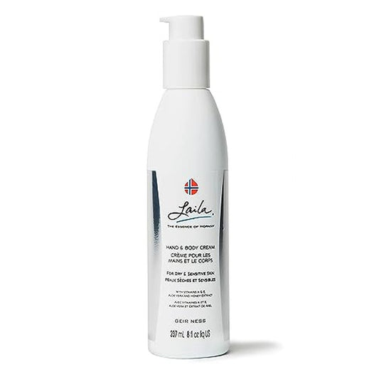 Geir Ness Laila Hand & Body Cream - Skin Moisturizing and Nourishing Formula for Soft and Smooth Hands - Vitamin A & E, Aloe Vera and Honey Extract