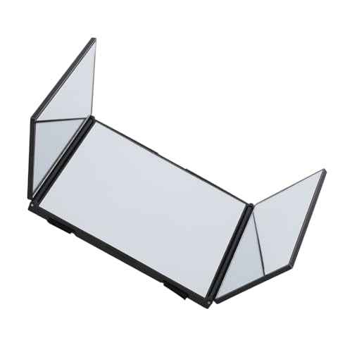 Joyzan Foldable Makeup Mirror, Car Trifold View Mirror Folding Visor Vanity Tri Fold Portable High Definition Cosmetic Travel Sun Universal Hook Loop Home Auto Truck SUV Clip On Rear Women Girl