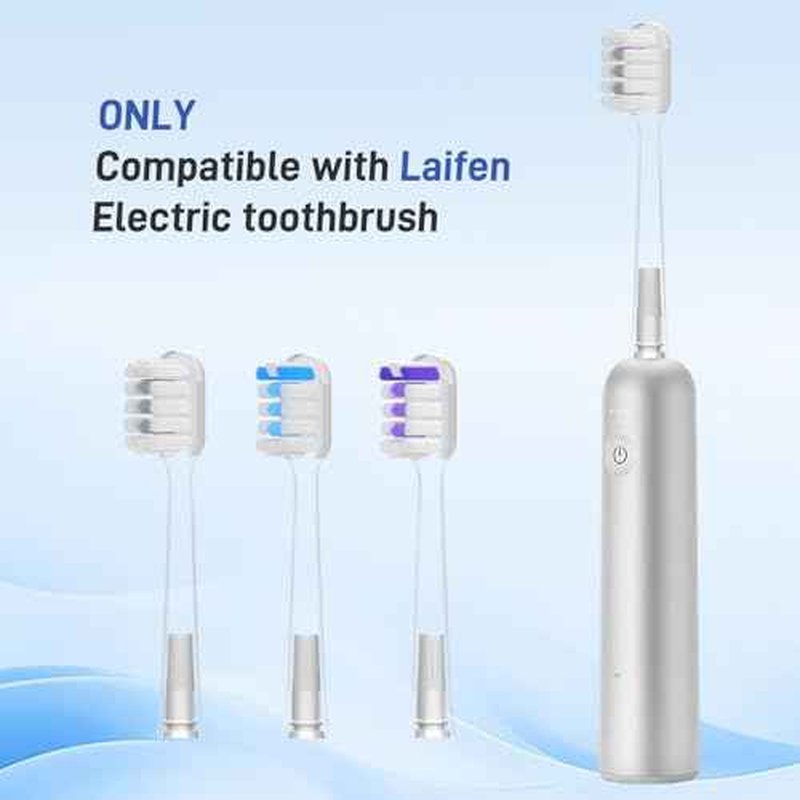 Toothbrush Heads Replacement Compatible with Laifen Wave Electric Toothbrush, Super Clean and Whitening - Transparent, 10 Pack