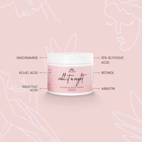 Skin Deva Glycolic Acid Cream Exfoliates Skin During Sleep - Brightens, Corrects Dark Spots & Shadows, Evens Skin Tone, Reduces Pores. Natural Glycolic, Kojic, Salicylic Acid, Niacinamide, Retinol, Arbutin