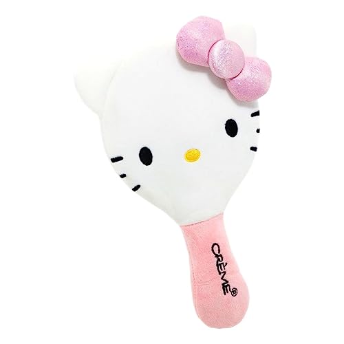 The Cr?me Shop X Hello Kitty Limited Edition Plush Portable Mirror - Genuine Sanrio - Soft Plush Covering - Glass Mirror - Embroidered Features - Sparkly Pink Bow - Ideal for Hello Kitty Lovers