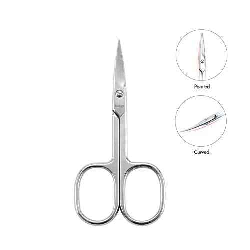 LIVINGO Premium Manicure Scissors Multi-purpose Stainless Steel Cuticle Pedicure Beauty Grooming Kit for Nail, Eyebrow, Eyelash, Dry Skin Curved Blade 3.5 inch