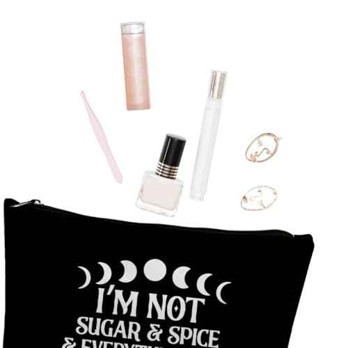 gfuhlre Moon Phase Witch Gifts Stuff Makeup Bag Travel Toiletry Bag Funny Witchcraft Bag Meditation Gifts for Witchcraft Women Birthday Halloween I'm Not Sugar Spice