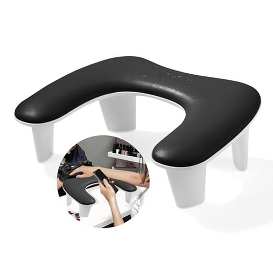 Nail Arm Rest ? U-Shaped Ergonomic PU Leather Hand Rest Comfort Cushion for Acrylic Nails Tech ? Ideal for Home & Professional Use ? Easy Clean, Waterproof & Portable