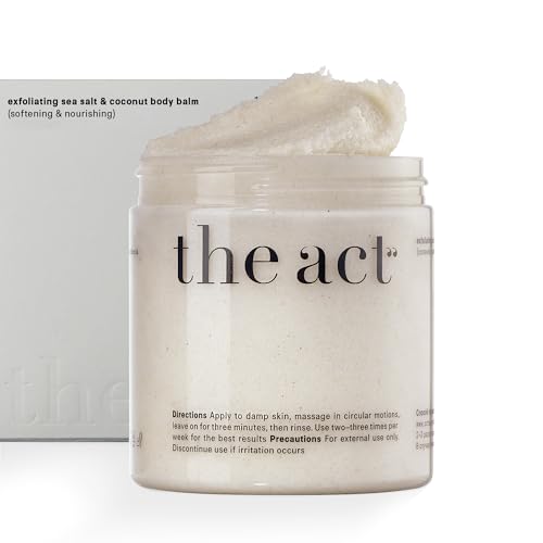 Exfoliating Body Scrub with Sea Salt & Coconut - Nourishing Restores Cleanser Body Balm - Home Spa Care, Vegan, Organic (10.58 Oz, Coconut)