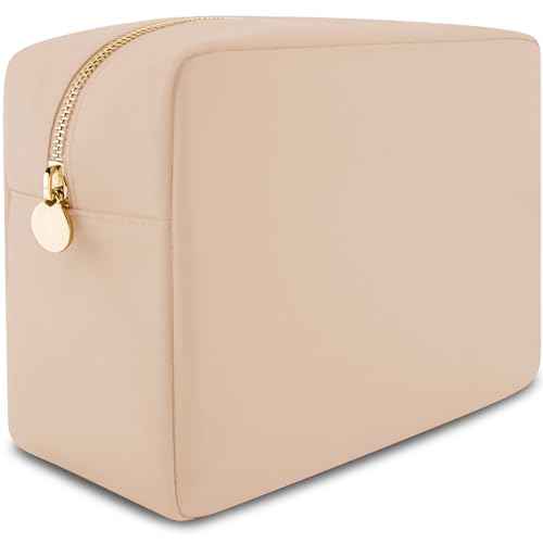 DANCOUR Nylon Makeup Bags for Women Large Preppy Travel Toiletry Pouch Cosmetic Bag Makeup Organizer