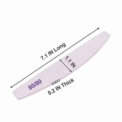80/80 Grit Nail Files (10 Pack), Emery Boards for Acrylic Nails and Gel Nails, Coarse Nail File Double Sided 80 Grits Emory Professional Nail Filers Reusable Washable Manicure Curved Gray