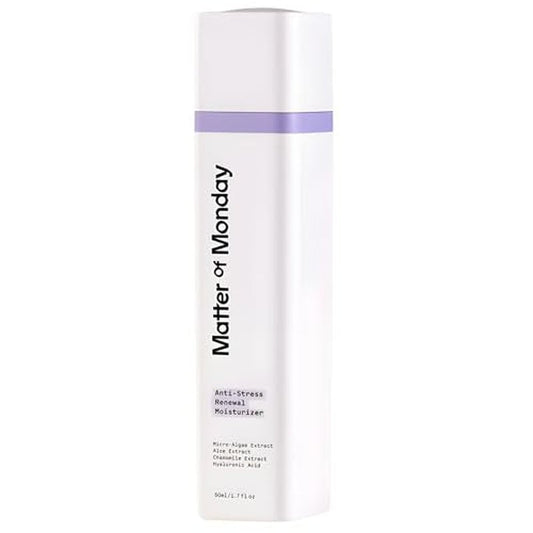 Anti-Stress Renewal Moisturizer - Hydrating Face Cream with Hyaluronic Acid, Microalgae & Aloe - Fragrance Free Moisturizer for Sensitive Skin, 1.7 oz