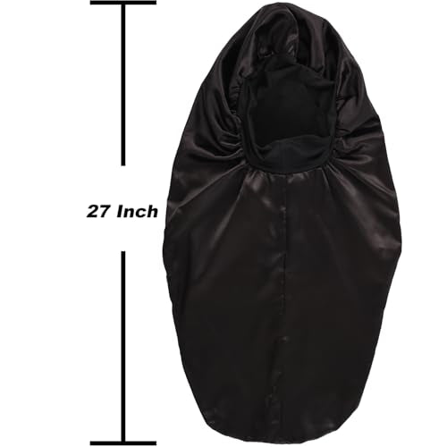 2 Pcs Hair Bonnets for Women Satin, Black Leopard Soft Elastic Band Silky Sleeping Cap Big Bonnets for Women Bonnet for Braids