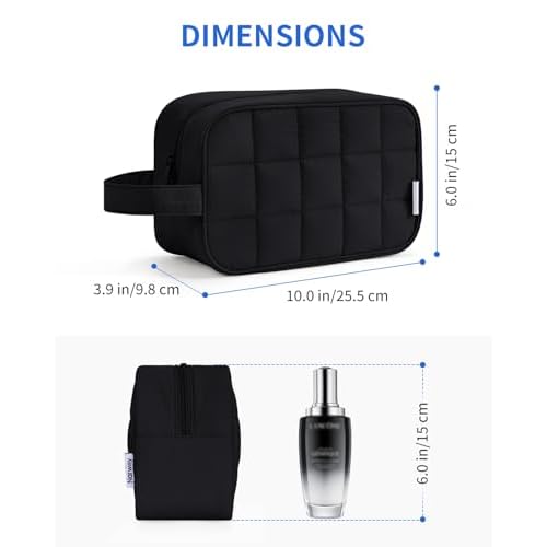 Narwey Puffy Travel Toiletry Bag for Traveling Women Girl, Travel Bag for Toiletries, Cute Travel Makeup Bag Organizer, Quilted Cosmetic Bag Make Up Skincare Medicine Bags