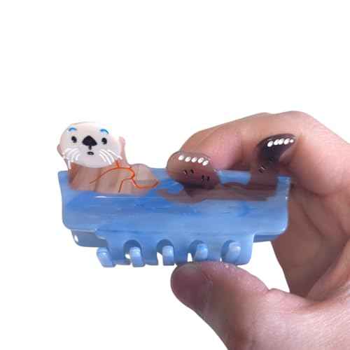 Novelty Otter Hair Clip,Acetate Claw Clips,Cute Hair Clips for Women,Brown