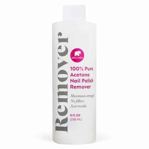 Ella+Mila 100% Acetone Nail Polish Remover - Pure Acetone Fingernail Polish Remover for Removal of Glue, Gel, Acrylic - 8oz