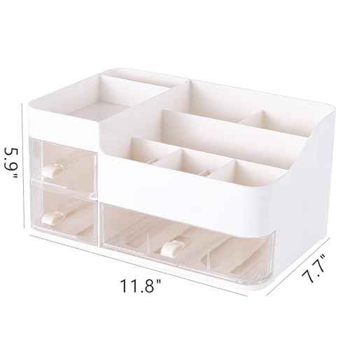 KLGO Makeup Organizer and Storage Cosmetic Display Case With 3 Clear Drawers Skincare Organizer for Bathroom Make Up Stand for Vanity Lipsticks, Jewelry, Nail Care, Eyeshadow, Skincare