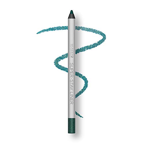 Wunder2 SUPER-STAY LINER Makeup Eyeliner Pencil Long Lasting Waterproof Eye Liner, Color Emerald Green Glitter