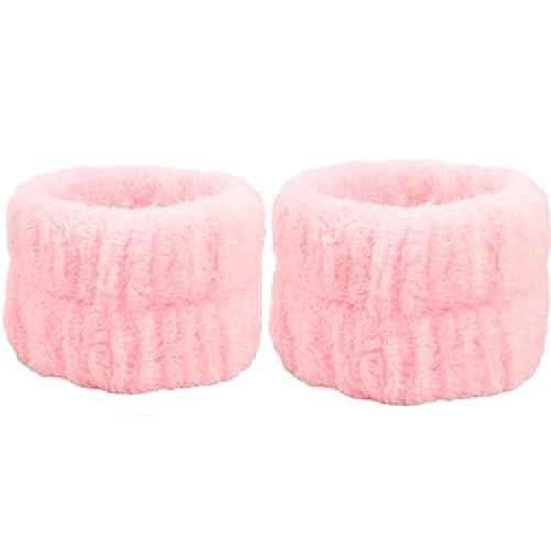 5?Piece Spa Set ? Pink Facial Headbands with Hair Clip & Wristbands ? One?Size Beauty & Skincare Accessory Kit for Makeup, Skincare, Face Washing