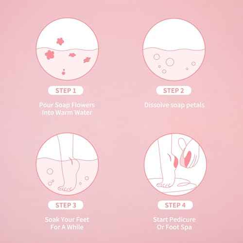 Pedicure Soap Flowers Foot Soak Petals Sheet for Softens Dead Skin Moisturizing Relaxing Spa Feet Birthday Pedi Nail Party (100g)