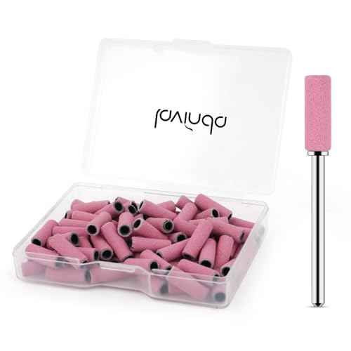 Lavinda Small Sanding Bands Nail Drill Bit, 80 Piece Extra Fine Sanding Bands for Nail Drill with 3.1mm Mandrel Bit for Acrylic Nails Gel Removing Shaping Polishing Nail Salon Use (240 Grit, Pink)