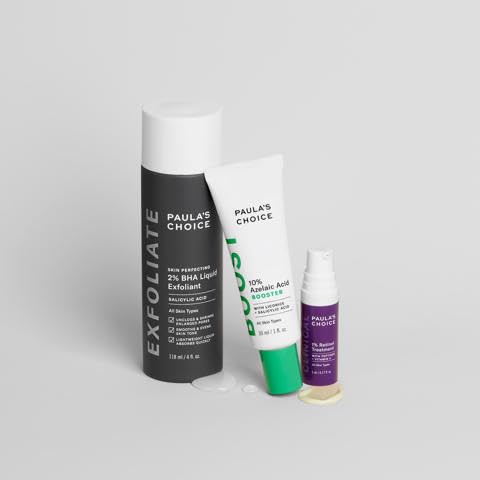 Paula's Choice Complexion Clarity Kit - 2% BHA Exfoliant & 1% Retinol Treatment | 3-Piece Skin Care Set for Clear, Glowing Skin