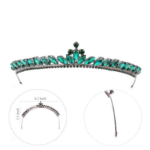 LIMELIA Handmade Slim Green Tiara for Women ? Glitter Crown for Henna, Wedding, Prom, Birthday, Pageant, Halloween & Christmas | Crystal Headpiece ? Slim Design