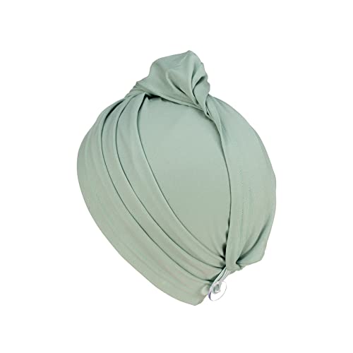 Tee Shirt Drying Wrap, Frizz Free, Soft & Lightweight&Flexible, Hair Drying Turban, Gentle Drying Towel Wrap with Button, for Long Hair (Sage)