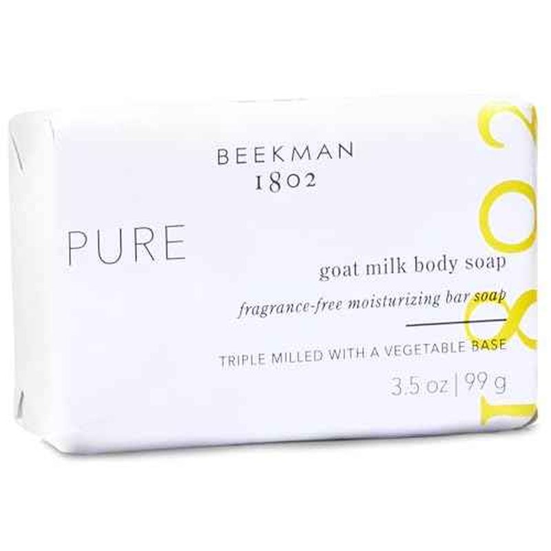 Beekman 1802 Pure Palm-Sized Bar Soap - Fragrance Free - 3.5 oz - Cleanses, Nourishes & Hydrates - Microbiome Friendly - No Irritation - Good for Sensitive Skin - Packaging May Vary