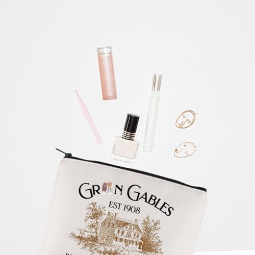 TGBJE Anne Novel Inspired Makeup Bag Anne Book Literary Gifts Gables Prince Edward Island Zipper Pouch Anne Green Quote Gift (Gables 1908 bag)
