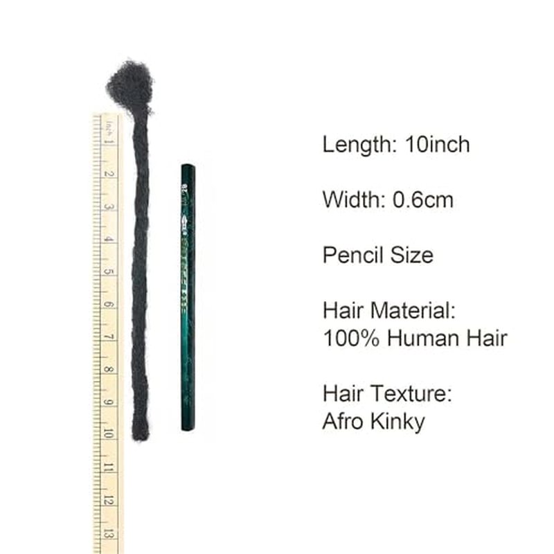 Short Loc Extensions Human Hair Dreads Extensions Dreadlock Extensions for Men Women 0.6 cm 4 Inch 60 Strands Handmade Permanent Locs Extension Natural Black Locs Hair Extensions Can be Dyed Bleached