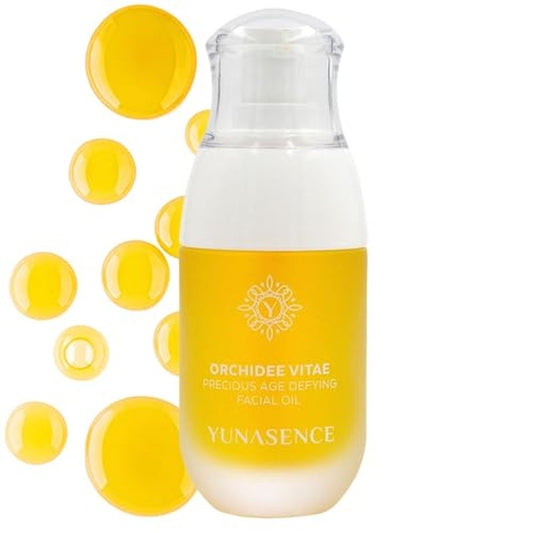 YUNASENCE ORCHIDEE VITAE Precious Organic Anti-Aging Facial Oil Serum, Face oil with Orchid Flower, Argan, Maracuja, Papaya, Vitamin C, 1oz