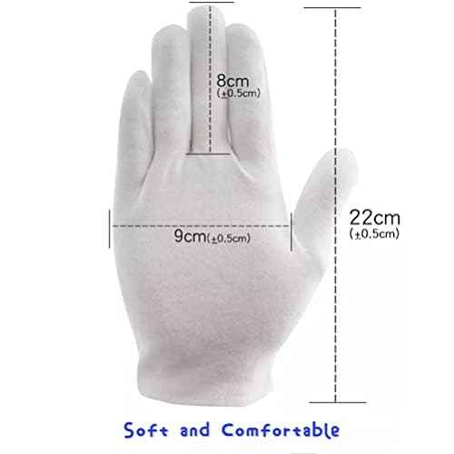 24 Pcs (12 Pair) White Cotton Gloves for Dry Hand Moisturizing Cosmetic Eczema Hand Spa and Coin Jewelry Inspection, Checking Gloves,Serving Gloves Stretchable Lining Gloves Moisturizing Gloves