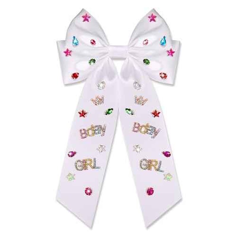 Birthday Hair Bows for Women Crown Birthday Girl Hair Bow Clips Crystal Pearl Star Jeweled Big Hair Bows Pink Bow Satin Hair Ribbons Accessories Gifts Party Favors (Pattern B3)