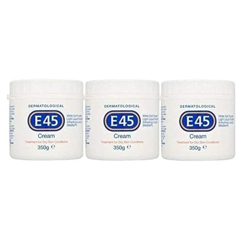 E45 Dermatological Cream Treatment for Dry Skin Conditions (350g) Pack of 3