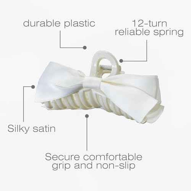 Sizobi Women's Hair Accessories: 4PCS Large Bow Claw Clips for Thick, Thin, Long or Curly Ponytails - Strong Hold, White & Black