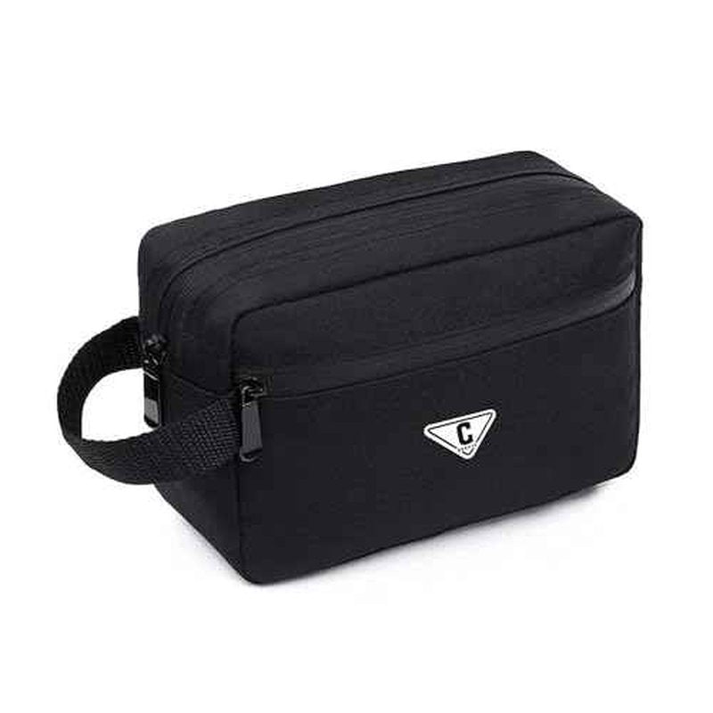 Small Travel Toiletry Bag for Men Women Personalized Initial Toiletry Bag Water-Resistant Mini Bathroom Bag Compact Hygiene Pouch for Travel or Gym (C, Black)