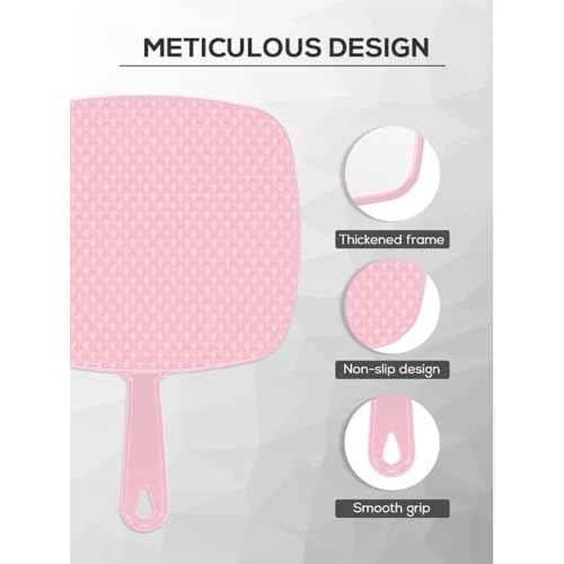Extra Large Handheld Mirror£¬Hand Salon Mirror with Handle for Barbers, Hairdressing (Pink£¬12.4" Lx 9" W)