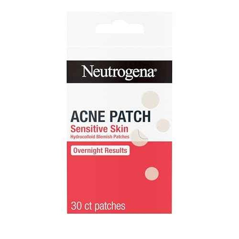 Neutrogena Sensitive Skin Blemish Patches, Acne Patches for Sensitive Skin, Hydrocolloid Treatment Visibly Shrinks Pimples Overnight, 2 Sizes, 30 Count