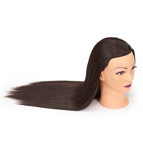 Hairginkgo Mannequin Head 26"-28" Synthetic Fiber Training Head Braiding Head Hair Styling Manikin Cosmetology Doll Head Hairdresser Training Model for Cutting Braiding Practice with Clamp 92022LB0220