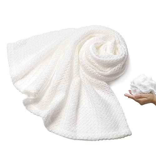 Super Soft Exfoliating Washcloth [Made in Japan] Shower Back Scrubber with Amino Acid Extract Blended as Moisturizing Essence, Exfoliating Towel for Sensitive Skin (Amino Acid Blended)