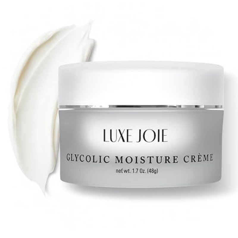 LuxeJoie Glycolic Moisture Cr?me ? Exfoliating Face Cream with Glycolic Acid for Smooth, Radiant Skin ? Hydrating, Lightweight Daily Moisturizer ? 1.7 oz (48g)