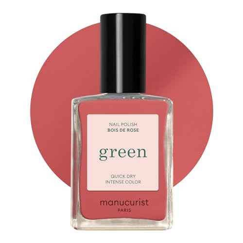Manucurist Green Nail Polish Bois de Rose - Dusty Pink Nail Polish - 9-Free, Plant-Based and Vegan - Manicure - Made in France - 0.5 fl oz