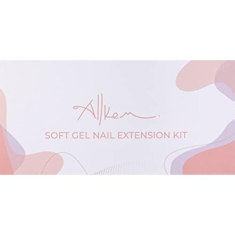 Allkem Soft Gel Nail Extensions Kit - Complete DIY Nail Set with UV Lamp, Short Almond & Medium Ballerina Gel Tips, Nail Files, Adhesive & Dotting Tool - Perfect Manicure at Home