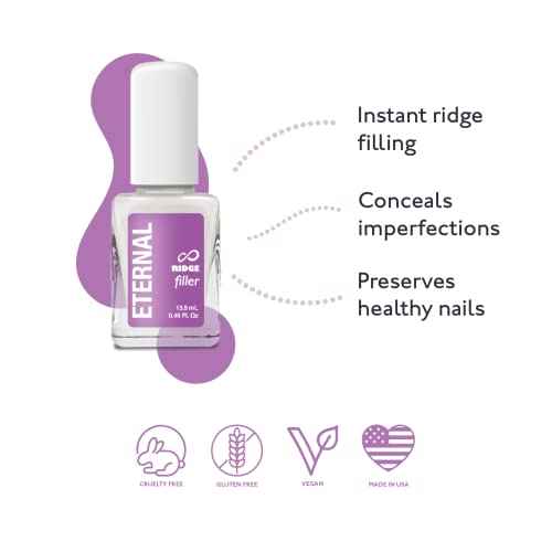 Eternal Ridge Filler Base Coat Nail Polish? 13.5 mL Clear Nail Primer Treatment - Ridge Filling Base Coat Strengthener for Nail Strength & Repair of Hard, Thin, Dry & Ridged Fingernails - 1 Unit